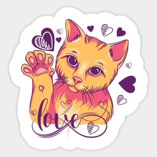 Valentine Cat Sticker